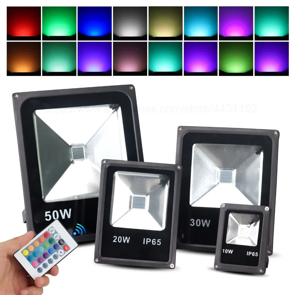 

Borbede RGB LED Flood Light 10W 20W 30W 50W Spotlights IP65 Outdoor Wall Square Courtyard LED Floodlight with Remote