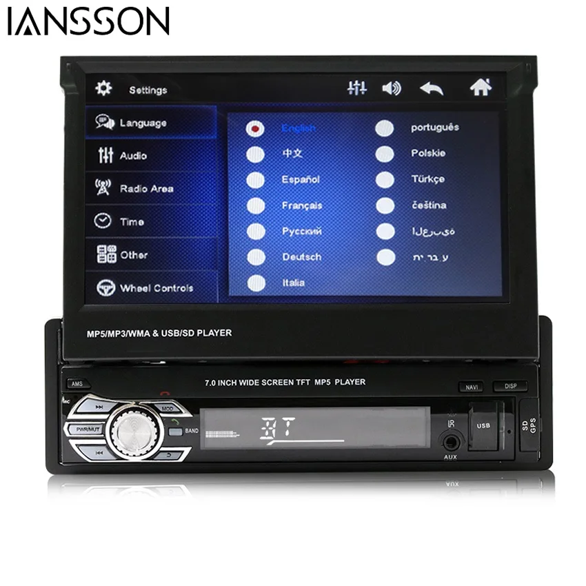 

Car Radio Stereo Universal 7 inch slip down Touch Screen 1DIN Remote Control FM Bluetooth MP3 MP4 MP5 Music Audio Player 9601