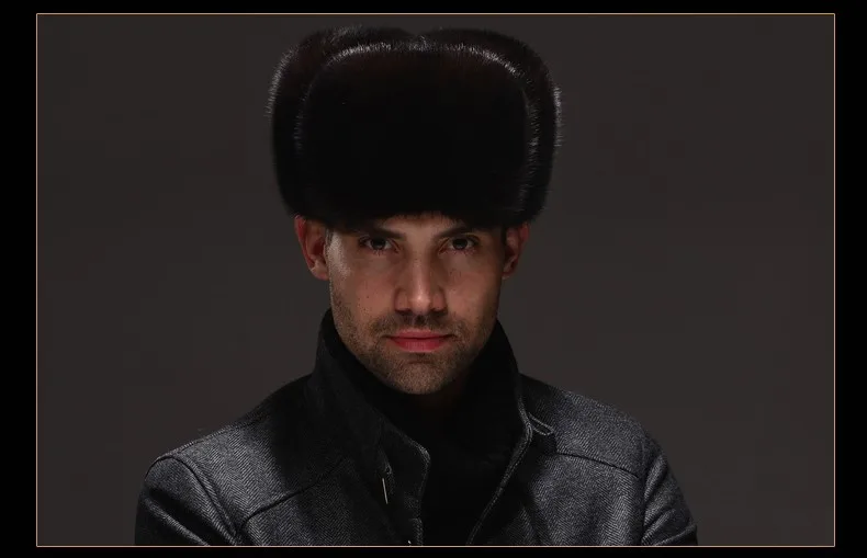 HM031 натуральная норковая шапка зимняя русский Мужская теплая Шапки целый кусок норки шляпы