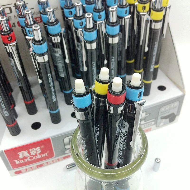 [TrueColor](4 шт./лот) высококачественные школьные канцелярские принадлежности, офисные принадлежности 2B механический карандаш 0,7 0,5 мм с верхним ластиком MP-1584