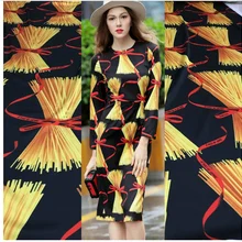 100X145 см Мода неделя Подиум желтый паста черный полиэстер для женщин девушки платья рубашка DIY-AF227