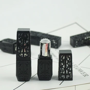 

30/50pcs 12.1MM Empty Hollow Out Plastic Lipstick Tubes Black Retro Hollow Style Lip Balm Container Elegant Lip Gloss Tube