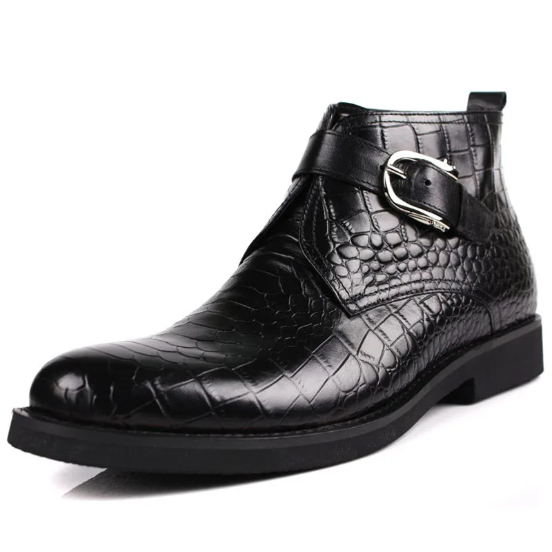 Plus Size spring men s chelsea boots Sale Genuine Leather crocodile Ankle boots designer black Handmade
