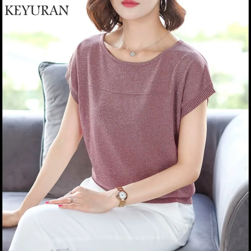 Лето 2019 г. Ice silk трикотажная футболка футболки короткий рукав сплошной летучая