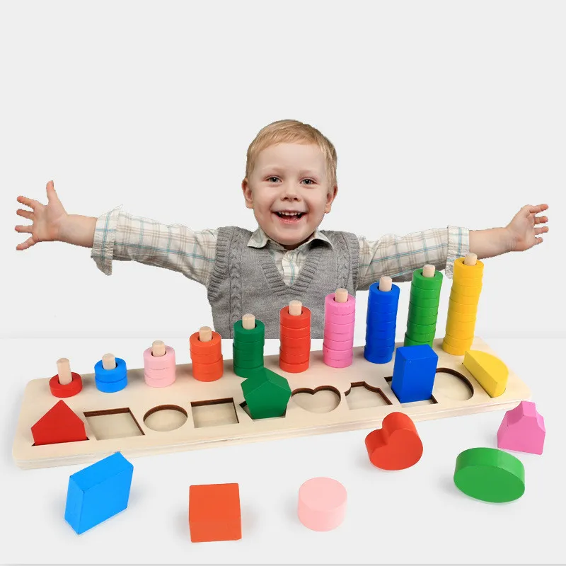 Игрушка montessori раннего образования Форма цифровой логарифмическая доска деревянный спаривание познавательная арифметики игрушки для детей головоломки