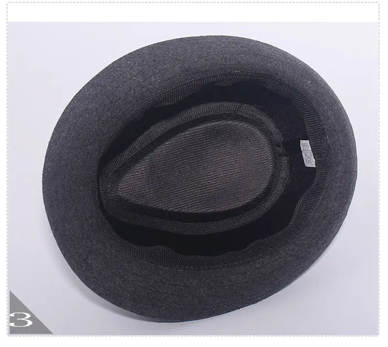 Gray Black Fedora Hat Classical Wide Brim Hat Men Solid Men's Dad Vintage Top Jazz Hat Autumn Winter Bowler Sombrero Felt Cap