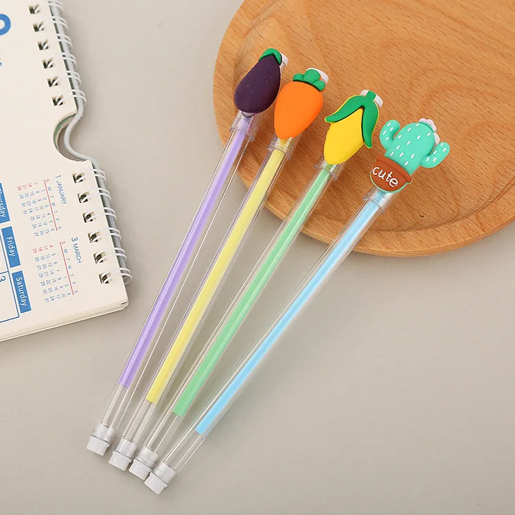 

40 pcs Creative Cartoon Simulation vegetable Neutral Pen lovely Learning Stationery transparent Rod Office supplies Waterborne