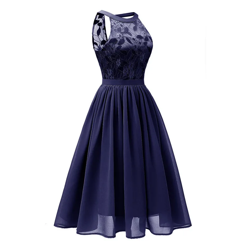   Women Summer Vintage Princess Floral Lace Dress Cocktail Elegant Dress Neckline Party Aline Mini Swing Dress#4M11 (19)