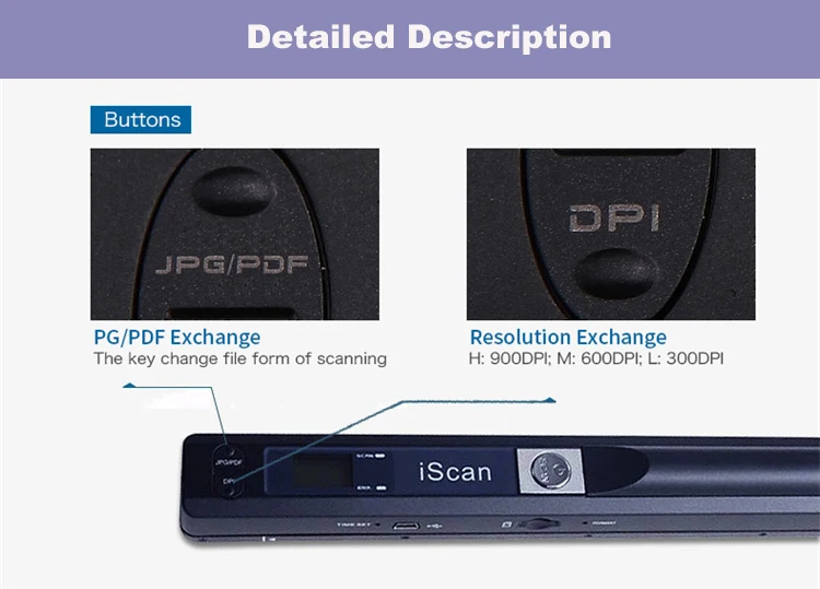 Impresora Scanner Portable Photo Document  900DPI Clear  Handheld A4 Paper JPG PDF Card Iscan01  Mini  Printer Machine Business color scanner