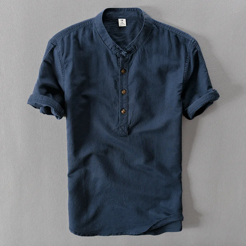 

New Chinese Style Casual Blouse Pure Long sleeved Sport Linen Tops coat Men Summer Fashionable Personality Cotton-linen shirt
