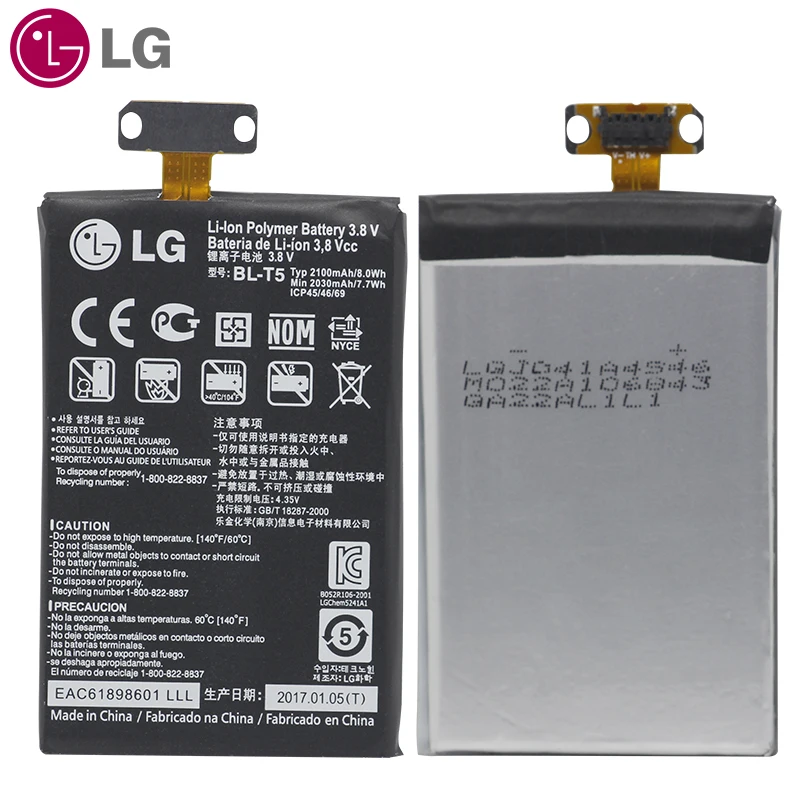 LG Подлинная Литий ионный телефон Батарея BL T5 для Google Nexus 4 E960 Optimus G E970 E973 F180 LS970 E975 2100