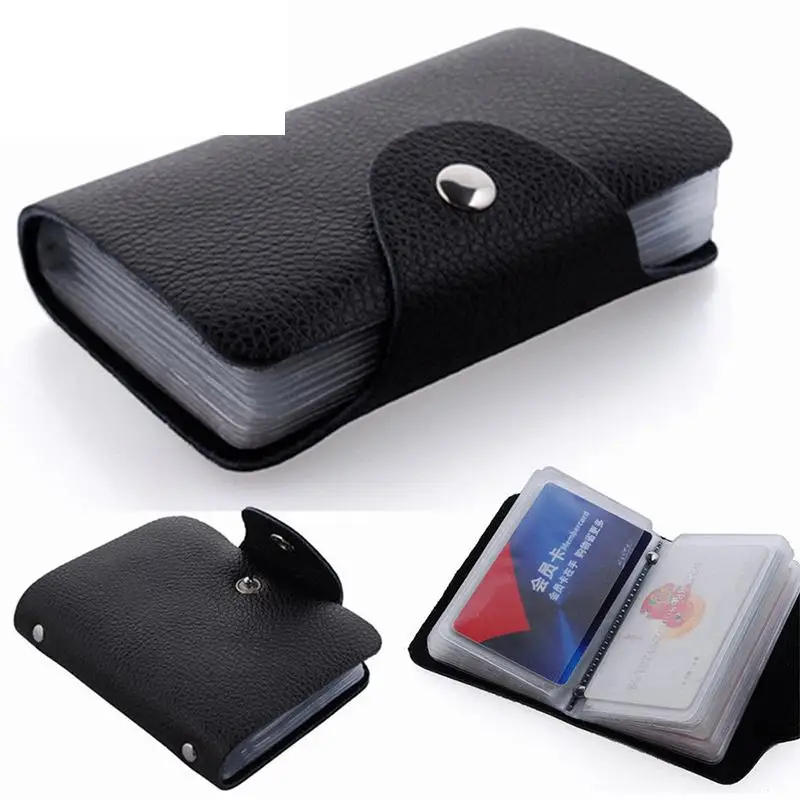 

ID Business Card Holder Hasp Women&men Card Bags Name High Quality PU Leather Bank credit Card Case