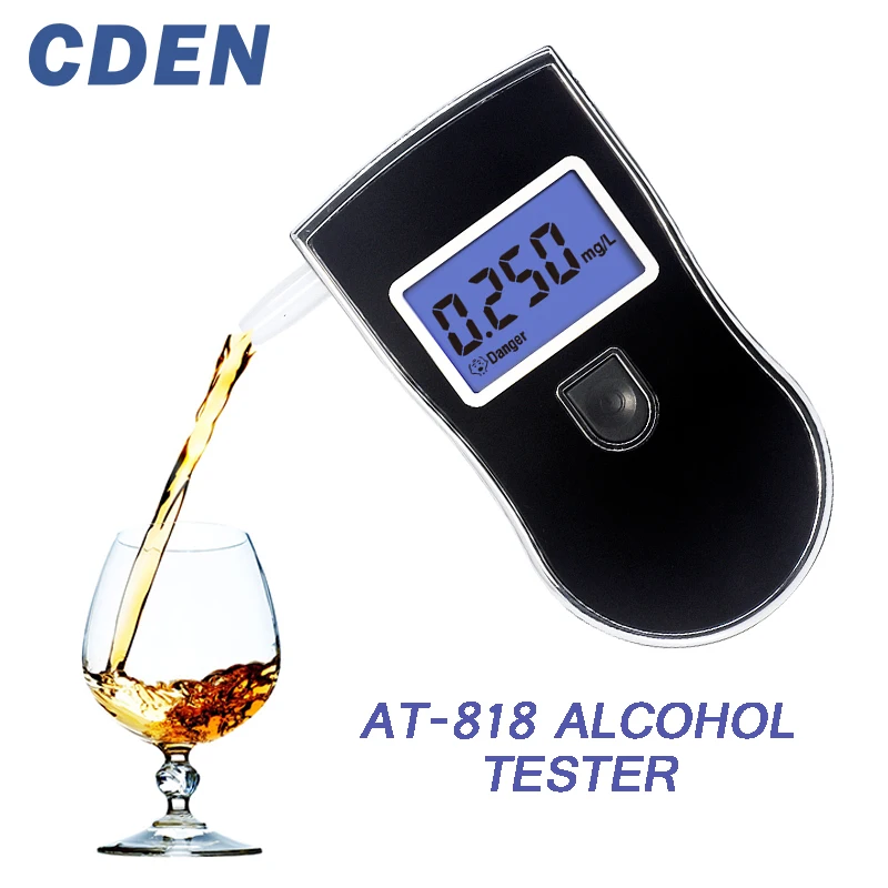 Baratos Probador de Alcohol profesional policía pantalla LCD Digital de respiración de Respuesta Rápida Analizador de aliento para los conductores ebrios algotester AT818