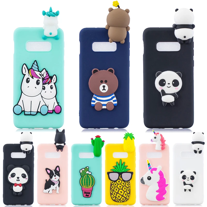 

For Samsung S10 Plus Case on for Coque Samsung Galaxy S10 Lite S8 S9 Plus S7 Edge Cover 3D Unicorn Doll Soft Silicone Phone Case