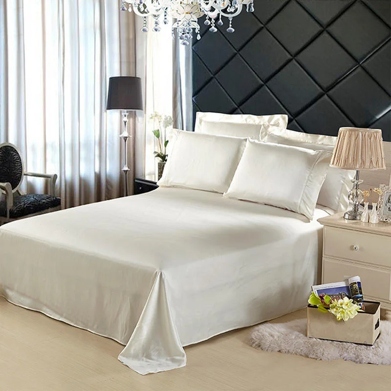 - Silk Flat Sheet 1pc 100 Mulberry Silk 19mm Seamless Solid Color Comfortable Customizable Size ls030019002