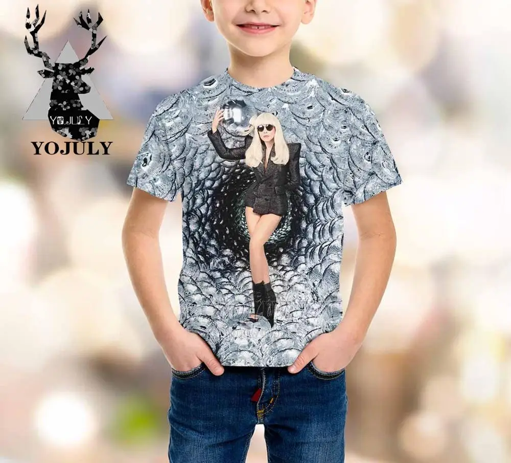 

YOJULY Lady Gaga harajuku baby boys girls teens 3D print kids clothes children's t shirt hot sale Fashion Top tees Modis A346