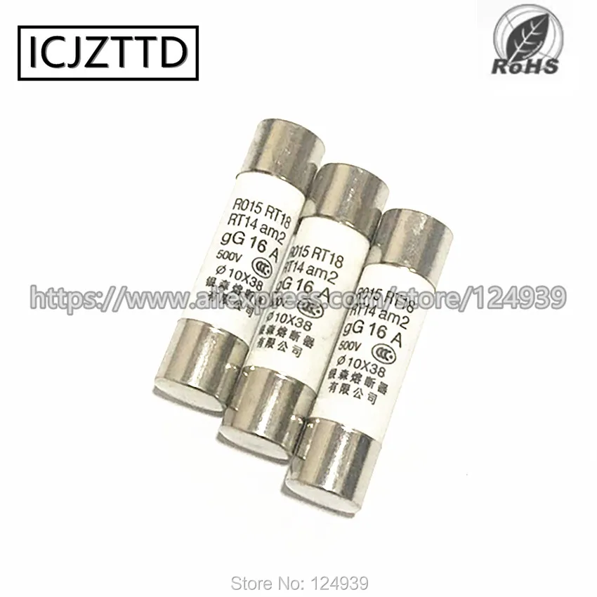 Керамический предохранитель RO15 10x38 мм 10*38 500 В 1A 2A 3A 4A 5A 6A 8A 10A 16A 20A 25A 32A 40A Φ RT14 R015