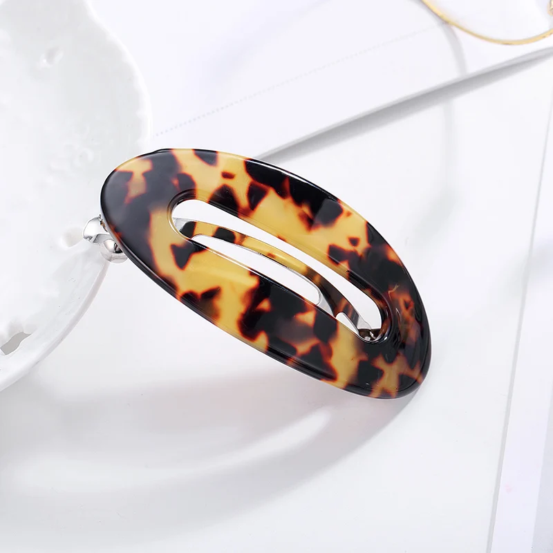 

CHIMERA Simple Oval Hair Barrette Acrylic Leopard Print Hair Clip Clamp Women Ponytail Clips Fashion Geometric Round Arc Hairpin