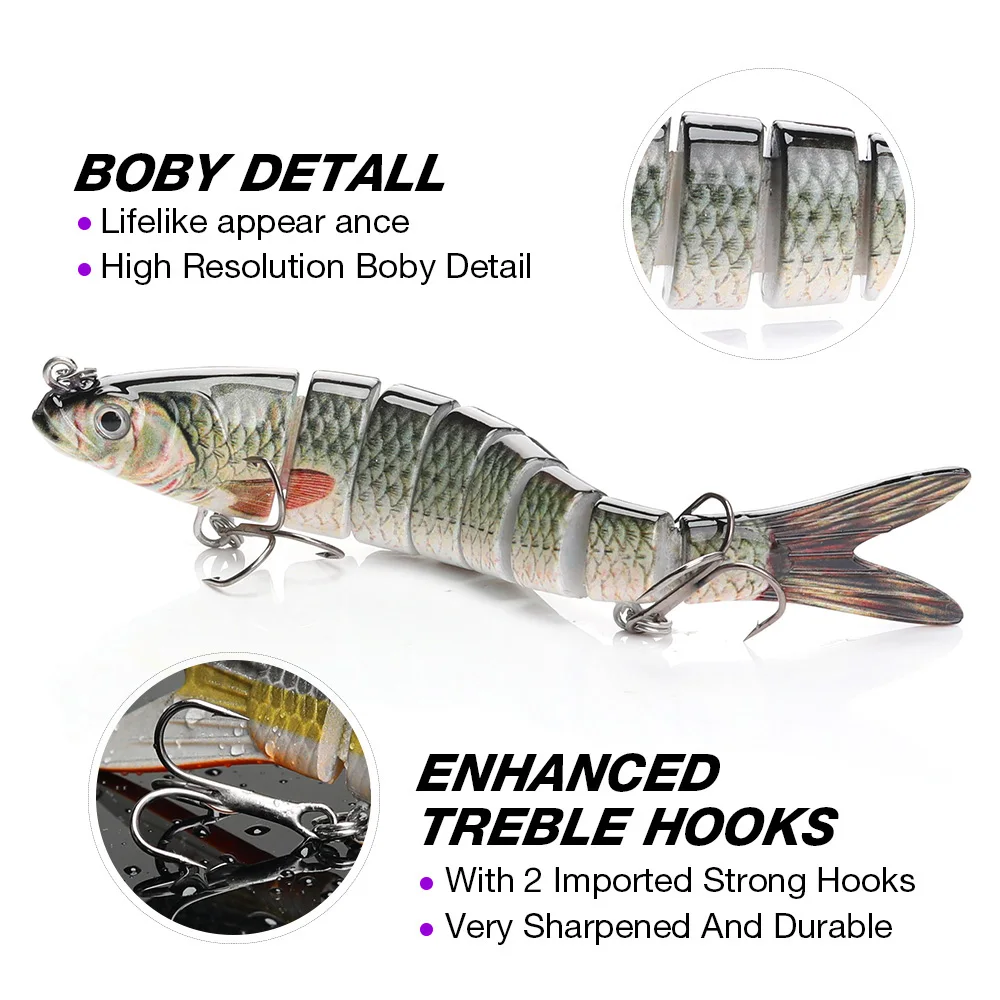 13.7 سنتيمتر 26g بايك Wobblers الصيد السحر غرق 8 قطاعات متعددة صوتها الاصطناعي الطعم الصلب Swimbait Crankbaits الصيد معالجة