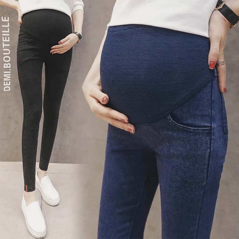 Синий черный карандаш Эластичный Материнство джинсы для беременных женщин одежда кормящих беременных Леггинсы брюки хлопок джинсовые брюки одежда