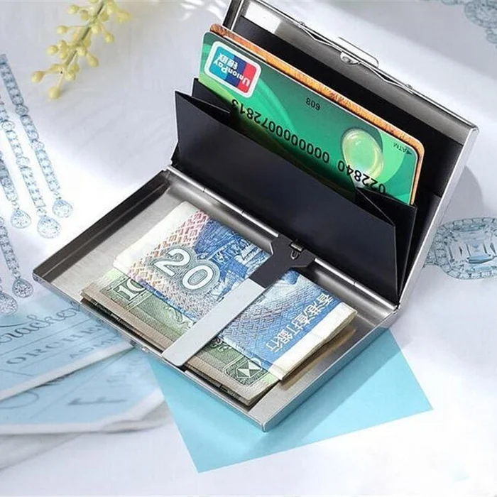 

Metal Case Slim RFID Blocking ID Credit Card Holder Business Men's Card Pack Credit Card Holder Bank Metal check sleeve Gifts