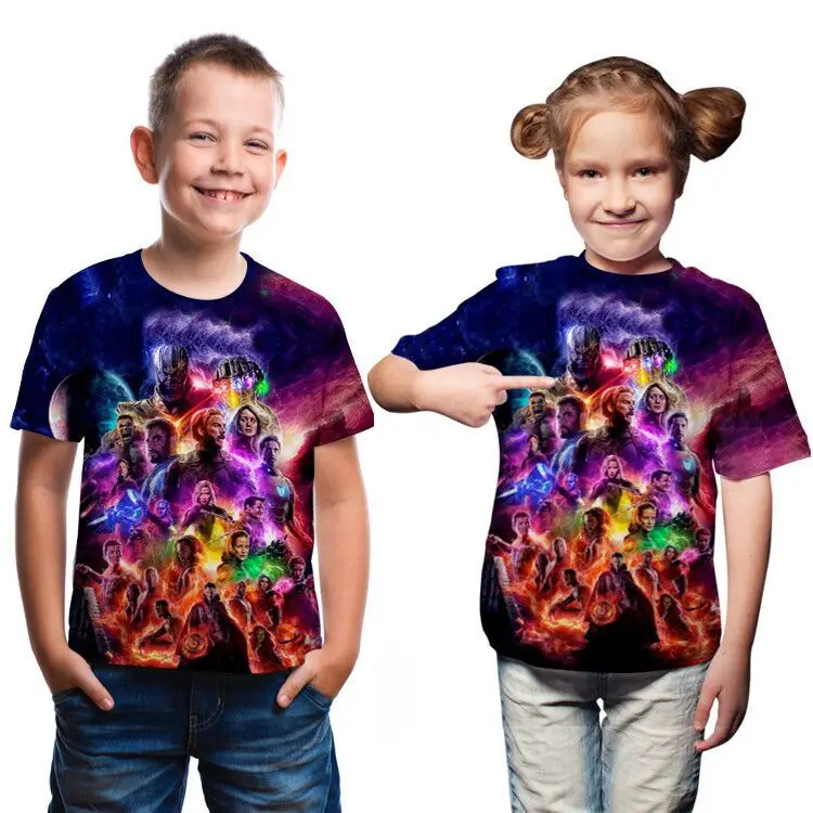 Kids Avengers 4 Endgame Quantum War 3D Printed T-shirts Boys Girls Compression Shirt Iron man Cosplay Costume Short Sleeve Top