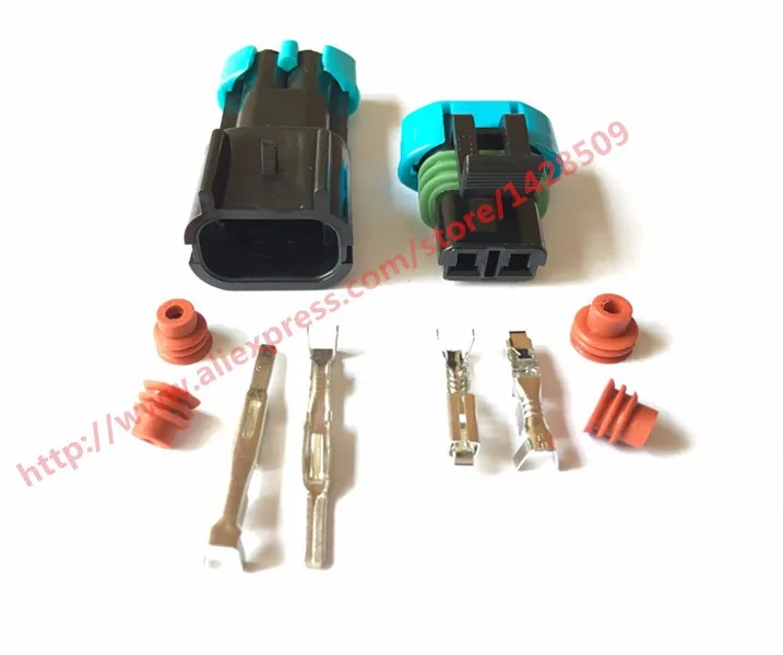 

10 Set 15300027 15300002 Female Male GM Delphi 2 Pin Weather Pack Waterproof Sensor Fan Electronic Connector Auto Wire Connector