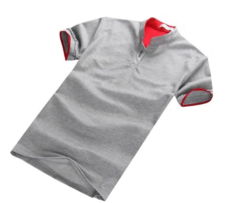 Мужская хлопковая рубашка поло Новая модная футболка с v-образным вырезом и короткими рукавами Европейский стиль мужская летняя рубашка