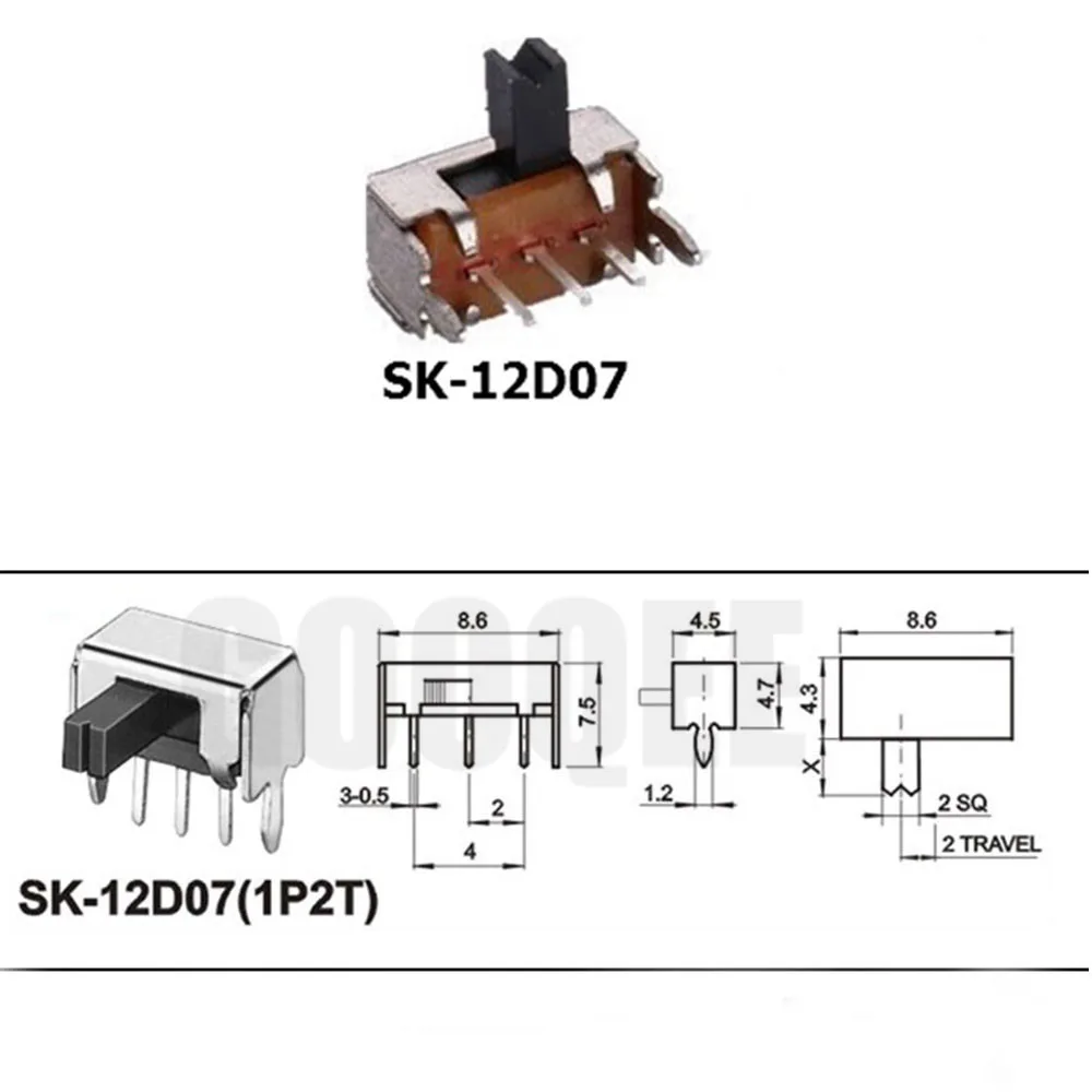1/5/10/20 штук SS 12D00 слайд ползунковый переключатель передач колебаний 2/3 один двойной горизонтальная мини горизонтальный блок питания - Цвет: SK 12D07