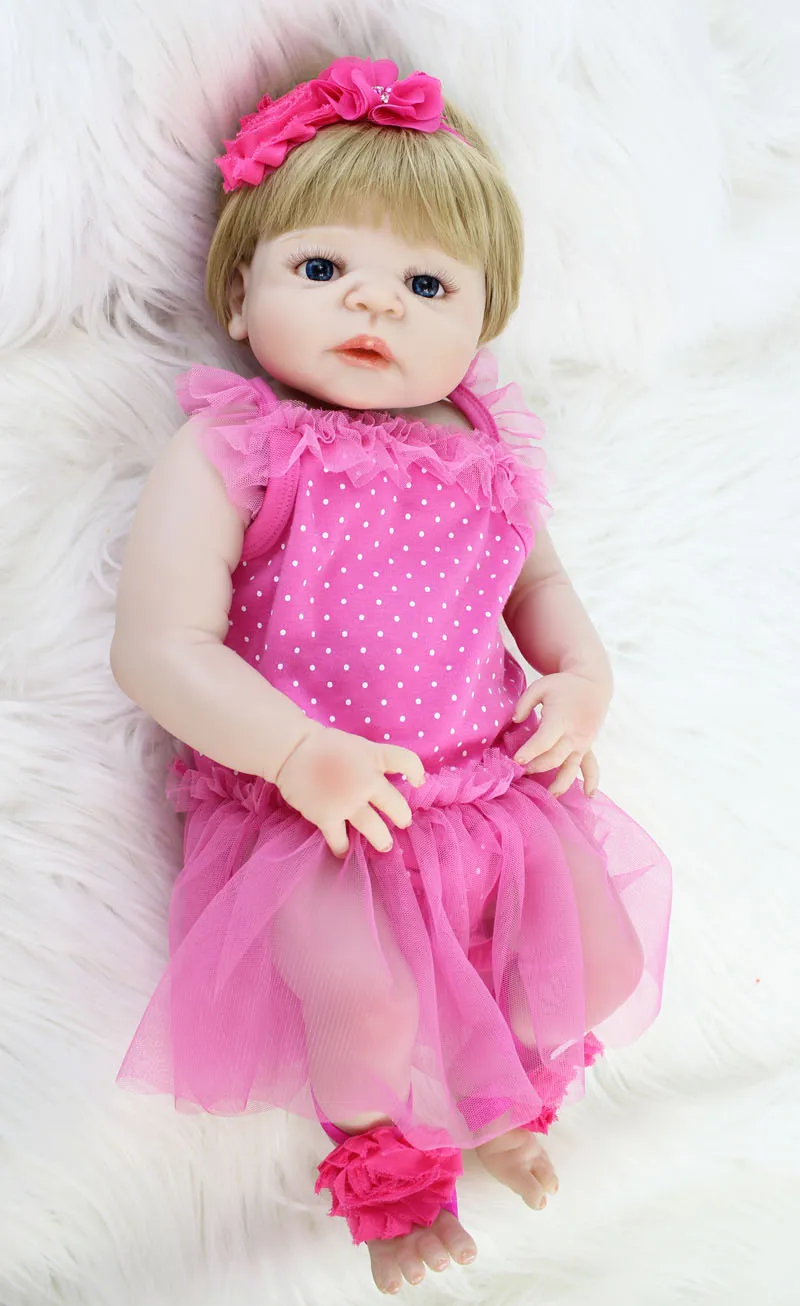 

55cm Full Silicone Reborn Baby Doll Toy Lifelike Vinyl Newborn Princess Toddler Girl Babies Like Alive Bebe Bonecas Child Bathe