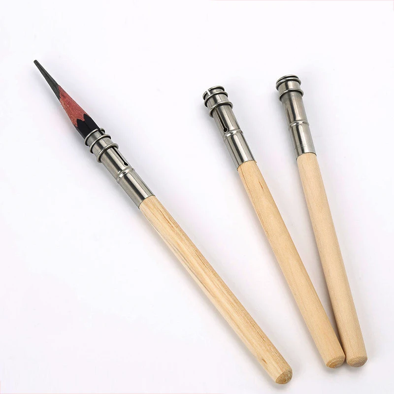 Unique Adjustable Pencil Extender Lengthener Holder Art Writing Tool Wooden sh 