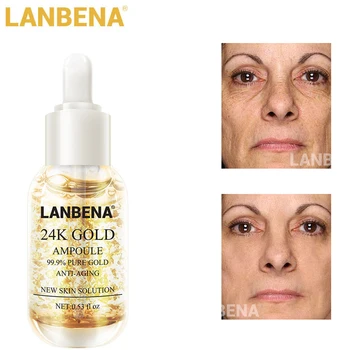 

LANBENA 24K Gold Collagen Ampoule Serum Anti-Aging Firming Lightening Fine Line Repair Moisturizing Skin Care 15 ml