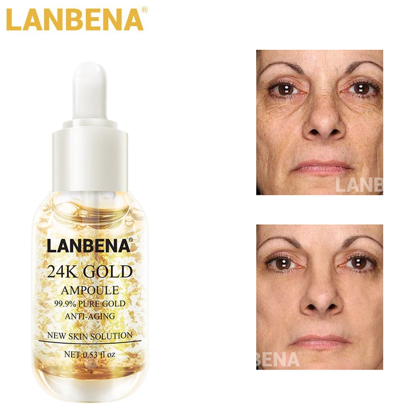 Коллагеновая сыворотка LANBENA 24K Gold ампулы антивозрастной укрепляющий Осветляющий