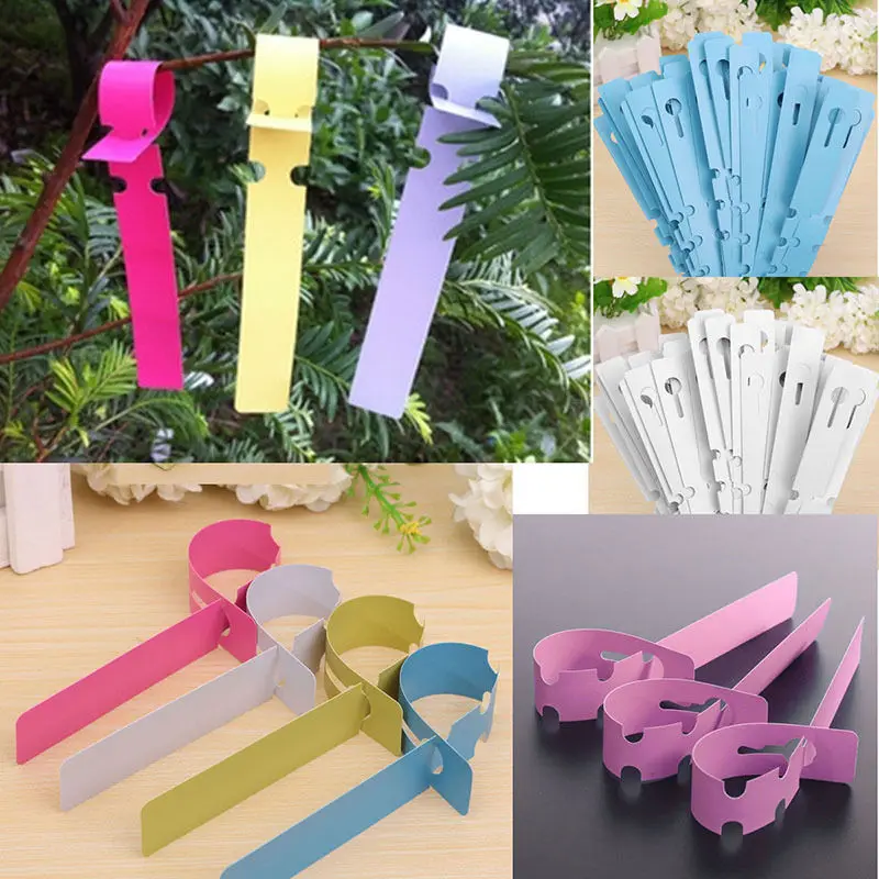 

100pcs Garden Plant Pot Markers Plastic Stake Tied Tag Court Lawn Seed Labels