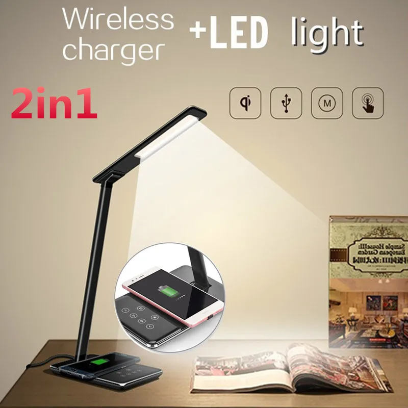

Multifunction LED Lamp Table Desk Phone Wireless Charging Pad Cell Phone Charger Holder Stand Foldable Desktop Light for X8