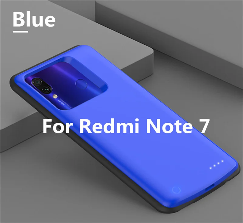 6500 мАч зарядное устройство чехол для Xiaomi Redmi Note 7 Pro резервного питания банк зарядки чехол для Redmi Note 7 Внешний контейнер для аккумуляторных батарей - Цвет: Blue  For Note 7