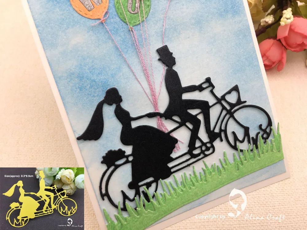

METAL CUTTING DIES cut sweet lover couples wedding bicycle vacationScrapbook paper craft card emboss knife blade punch stencils