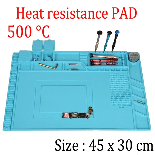 45x30cm Heat Insulation Silicone Pad Desk Mat Maintenance Platform for phone BGA Soldering Repair Station with Magnetic Section
