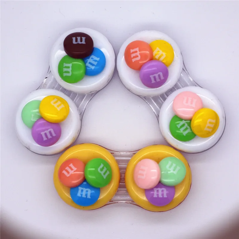 

LIUSVENTINA DIY resin M bean double US-pupil storage box contact lens case for eyes contact lenses box for glasses