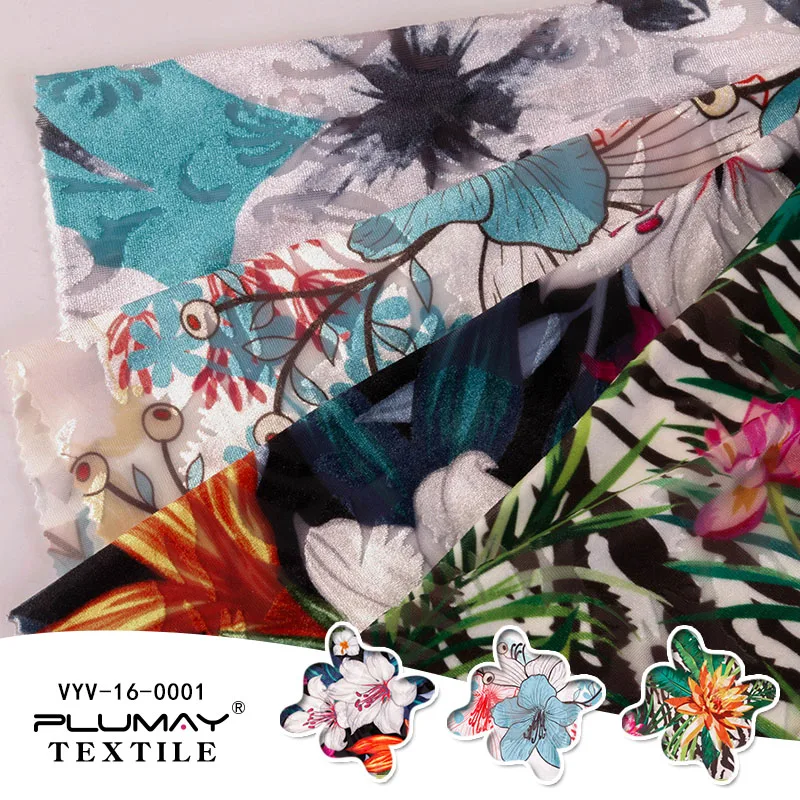 

Knitted digital printing burnout velvet fabric for women children by half(1/2) yard