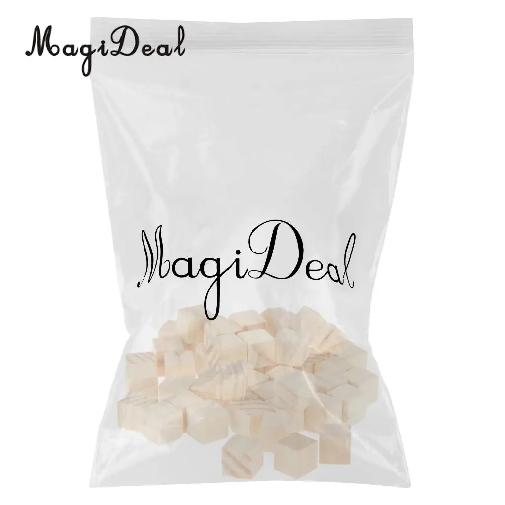 MagiDeal High Quality 50Pcs Wooden Square Tiles for Crafts Wood Family Fun Board Games Great Crafting Accessory Children Gifts