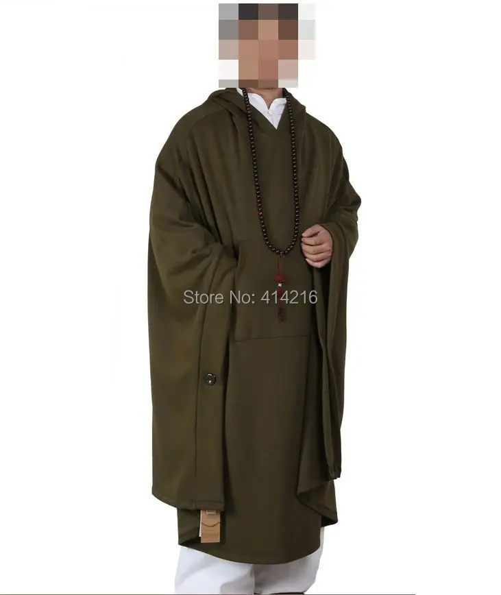 Унисекс Зима и весна хлопок теплая одежда буддиста халаты ковер буддизм монахи плащ для медитации уложенные военные артскапы темно-зеленый