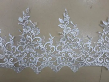 

Quality Luxury Silver Cord Guipure Sewing Off White Lace Applique Wedding Dress Veil Flower Tulle Fabric Embroidered Trim