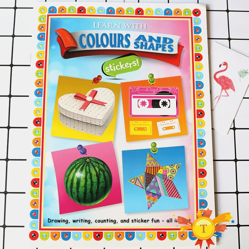 Наклейки книги для ребенка наклоняясь английская история книга с наклейкой s Дошкольное Раннее обучение Развивающие детские игрушки - Цвет: Colour and Shape