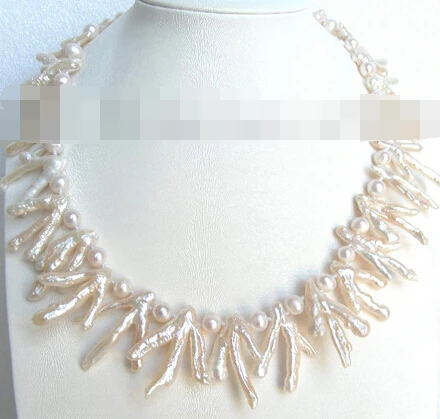 

huij 004903 white biwa nautral freshwater pearls necklace