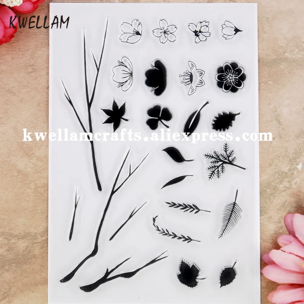 

Flowers Leaves Branch Scrapbook photo cards rubber stamp clear stamp transparent stamp 9060514