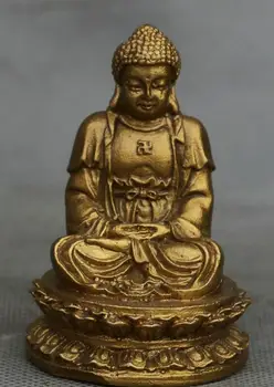 

45MM Chinese Pure Copper Brass Shakyamuni Sakyamuni Amitabha Buddha Statue