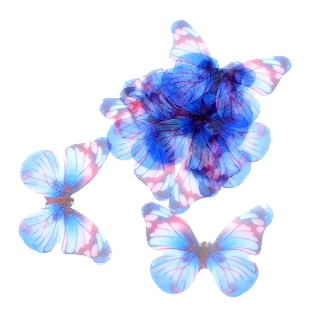 10x Chiffon Butterfly Flatback Embellishments Crafts DIY Scrapbooking Decors Multifunctional Tool for Earrings Hair Clips