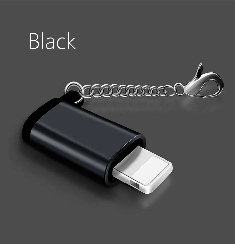 !ACCEZZ Mini Micro USB To Lighting 8 Pin For Apple Adapter With Key Chain For iphone X XS XR 6 7 Plus Sync Charger OTG Converter (10)