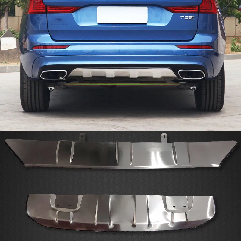 

Car Styling Fit For Volvo XC60 21018-19 stainless steel Front+Rear Bumper Skid Protector Guard Plate trim (Not fit sports style)